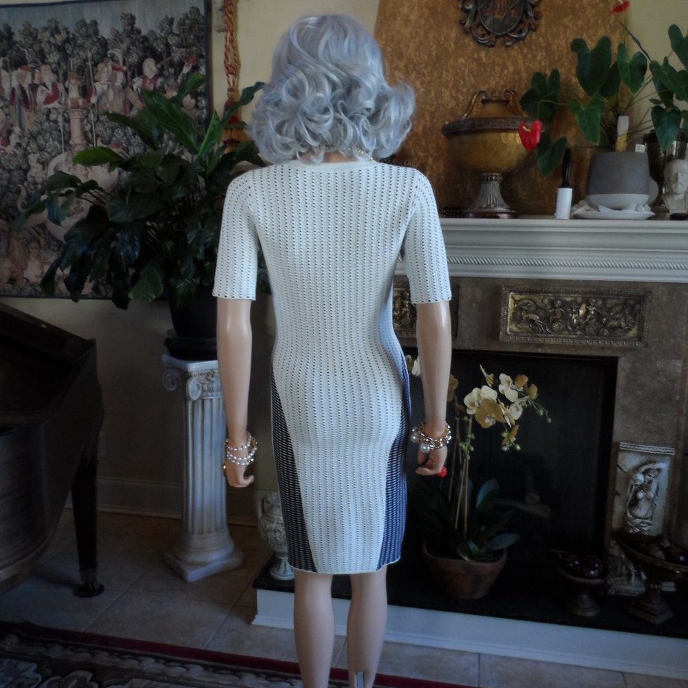 Opening Ceremony Ivory/Black Pointelle Knit Body-Con Dress Size XS - Picture 13 of 16